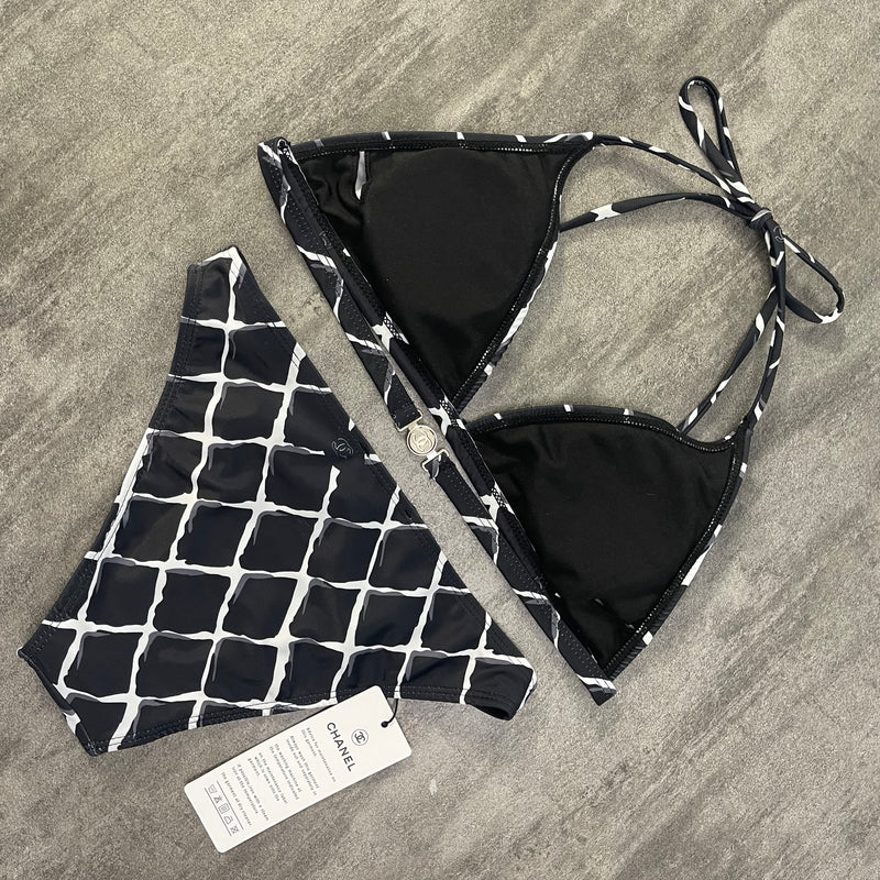Chanel Grid Reversible Bikini Set