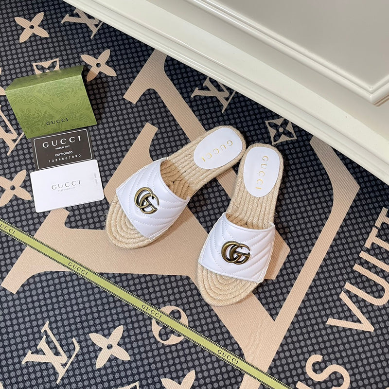 Gucci Gg Logo Quilted Leather Espadrilles