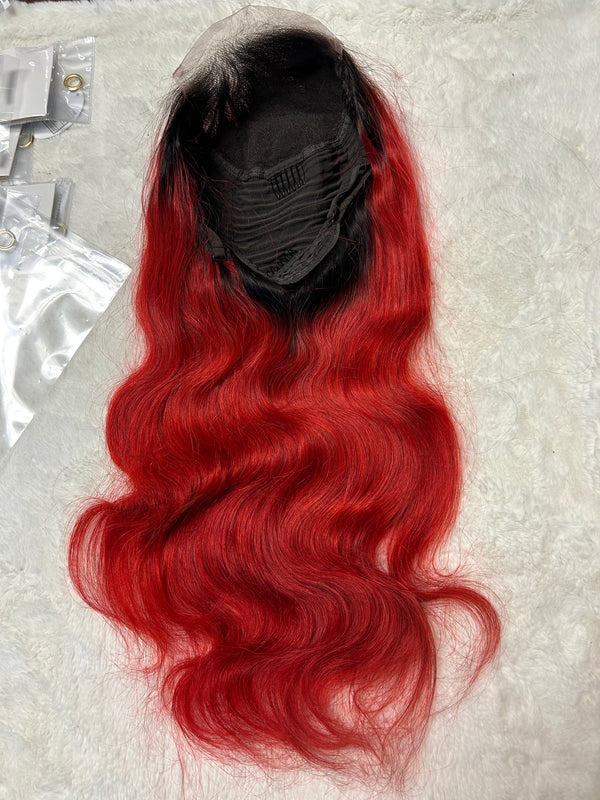 Red Glueless HD Virgin Hair Closure Wig