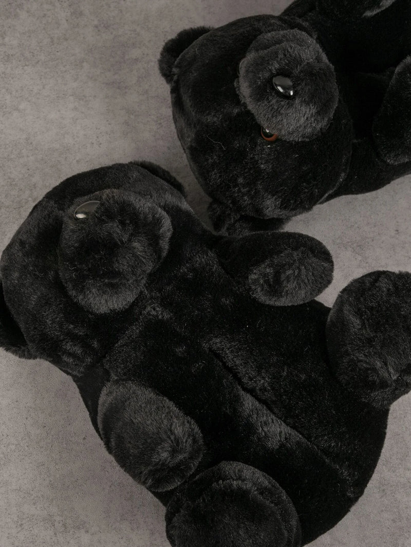 Black Teddy Bear Slippers