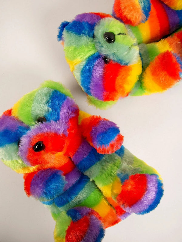 Rainbow Teddy Bear Slippers
