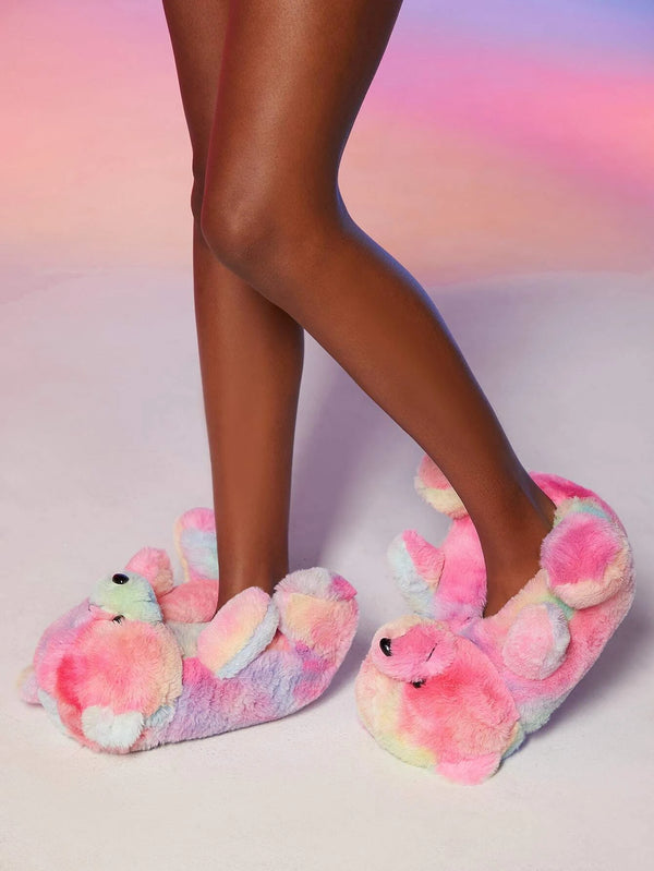 Cute Cotton Candy Teddy Bear Slippers