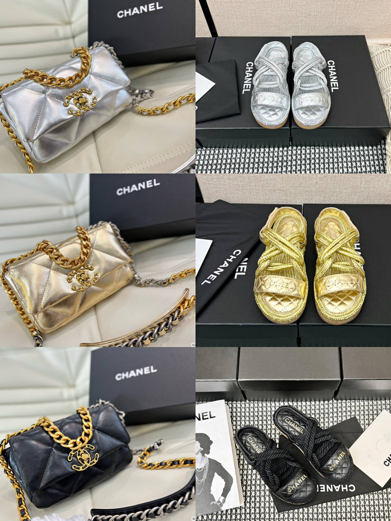 CoCo Matching Set - Chanel 19 Handbag & Chanel Dad Rope Sandals