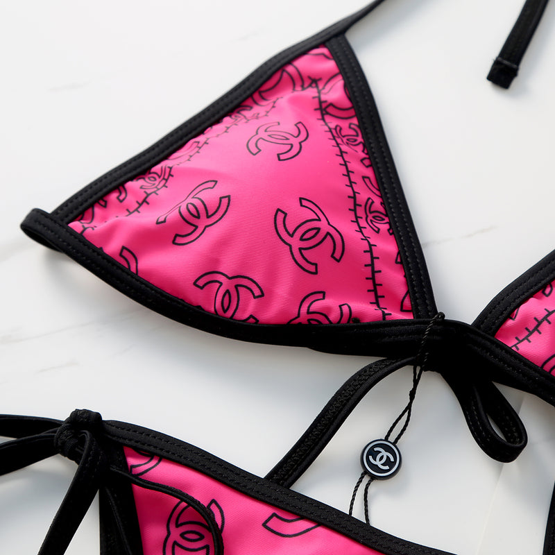 Chanel Hot Pink Two Piece Swim Set