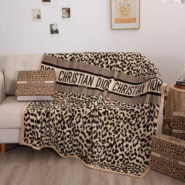 Christian Dior Cheetah Print Plush Blanket