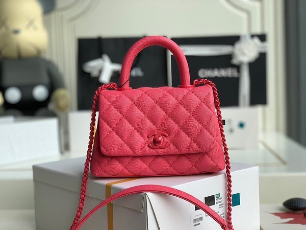 Chanel Top Handle Bag Quilted Caviar