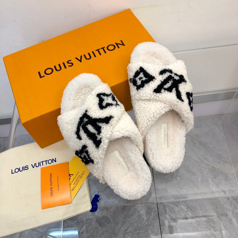 LV Criss Cross Fur Slides - Louis Vuitton