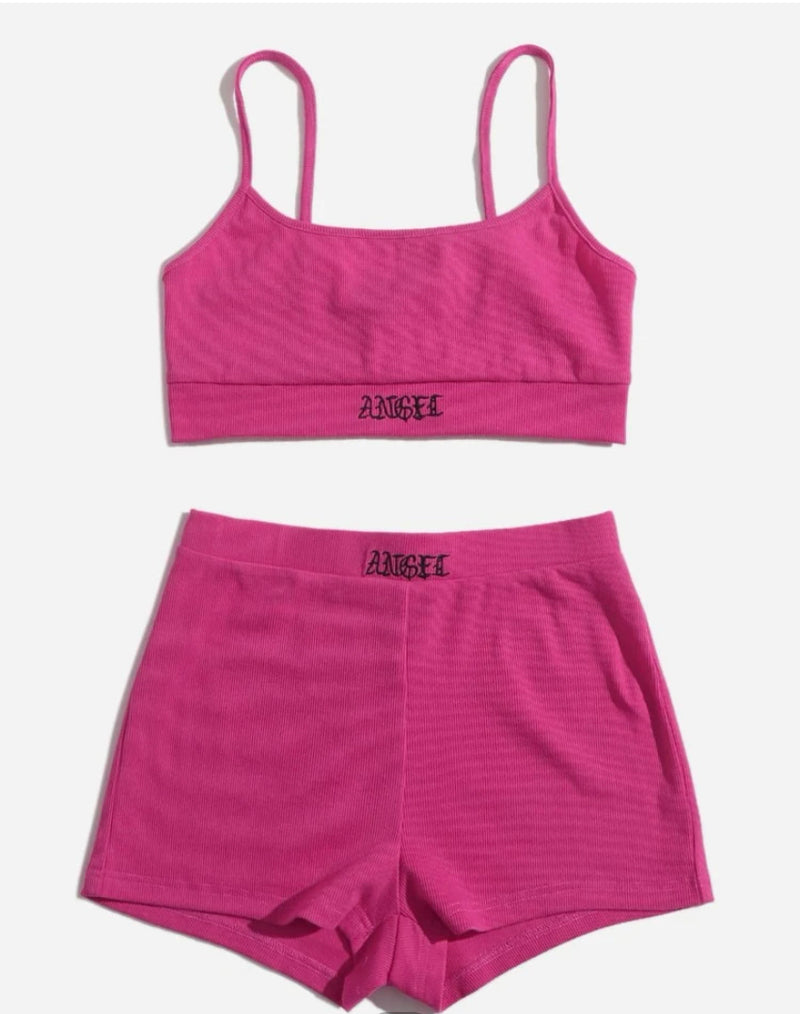 Pink Angel Top & Shorts Set